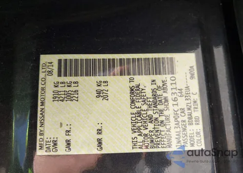 2015 Nissan Altima 2.5 Sv из США, поврежденный, VIN 1N4AL3AP0FC163110